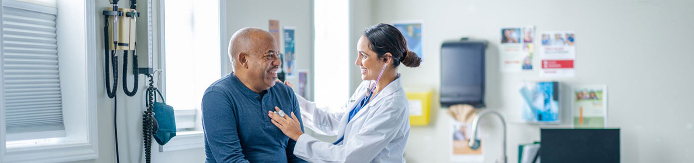 Provider checking on male patient