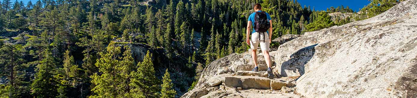 Man hiking on the Tahoe Rim Trail