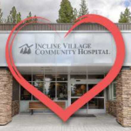 Incline Hospital entrance with graphic heart overlay
