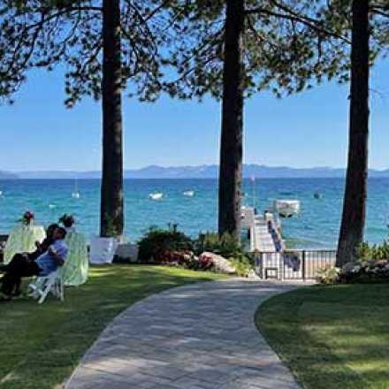 Party on the lawn at Lake Tahoe