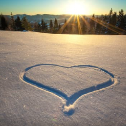 heart drawn in snow