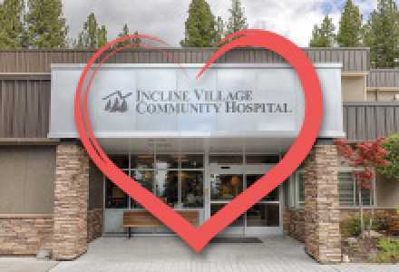 Incline Hospital entrance with graphic heart overlay