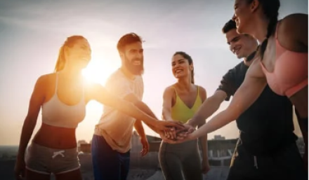 motivating hands in a circle 