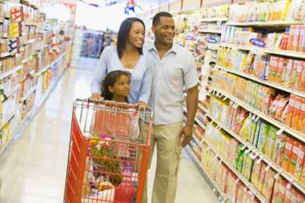 Family shopping for groceries