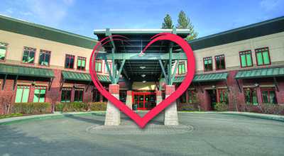 Tahoe Forest Hospital Entrance with heart graphic overlay