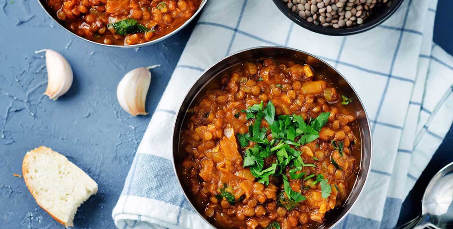 bowls of red lentil stew